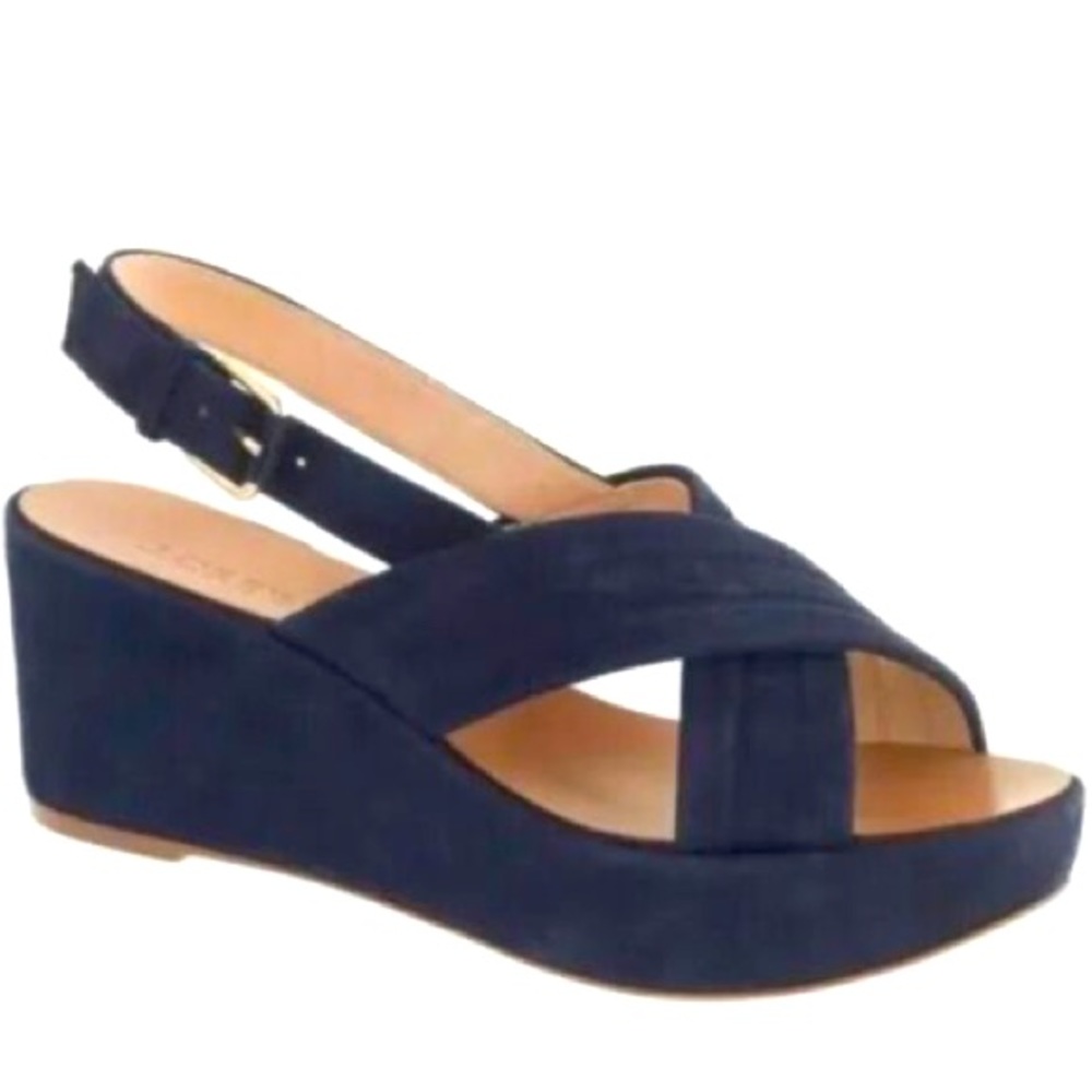 New J.Crew Marcie Suede Wedges in navy